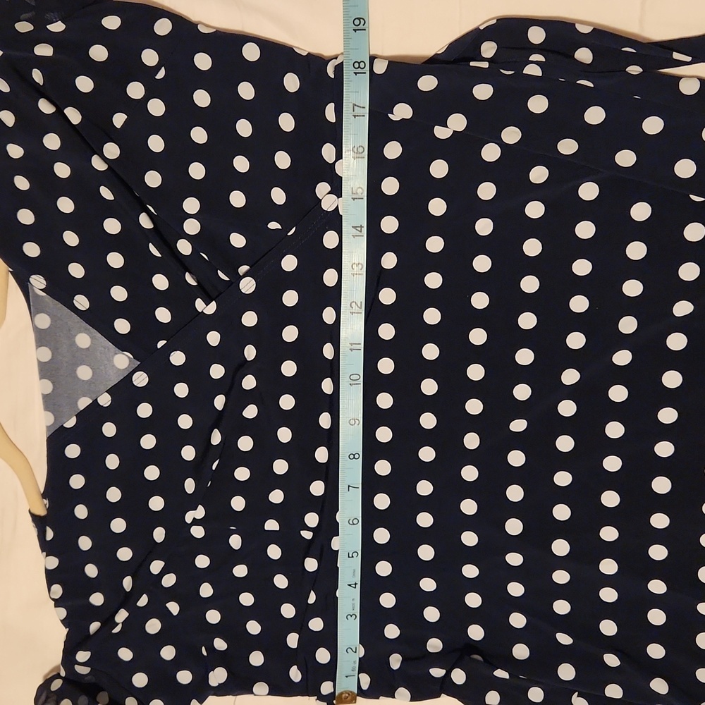 GLAMOUR  Dark Blue Polka Dot. 3/4 Sleeve Dress Size 16. - Picture 11 of 12